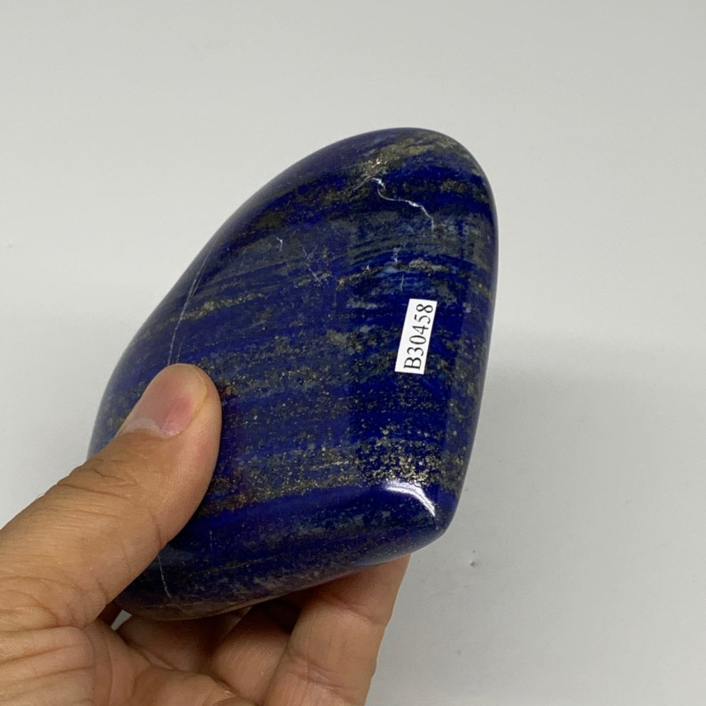 428.4g, 3.5"x3.9"x1.2", Natural Lapis Lazuli Heart Polished Crystal, B30458