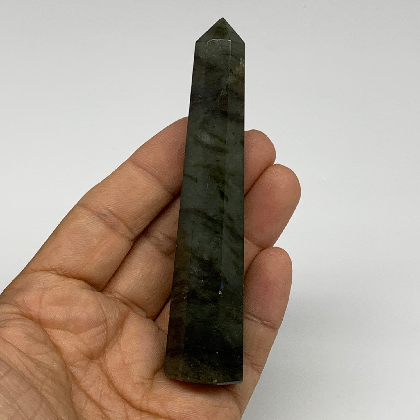 70.8g, 4"x0.8", Labradorite Tower Point Crystal @Madagascar, B31298