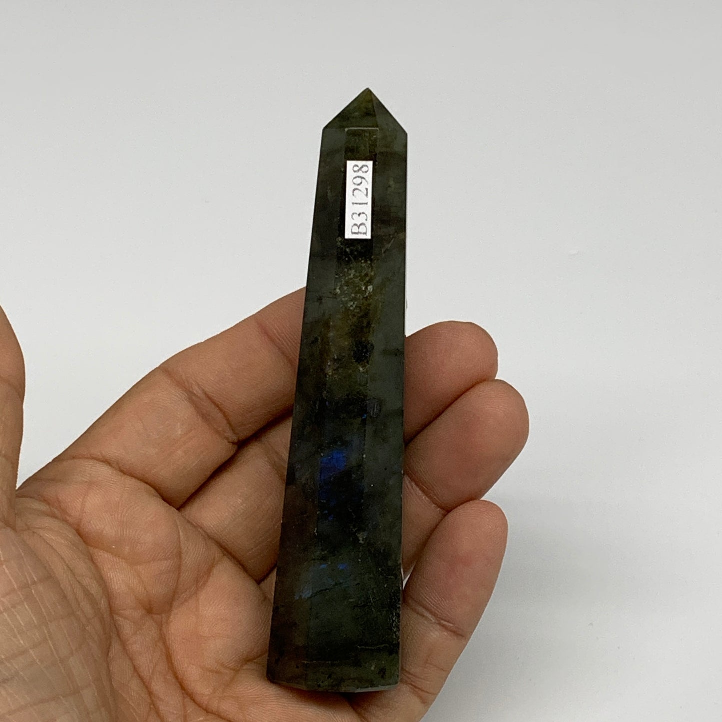 70.8g, 4"x0.8", Labradorite Tower Point Crystal @Madagascar, B31298