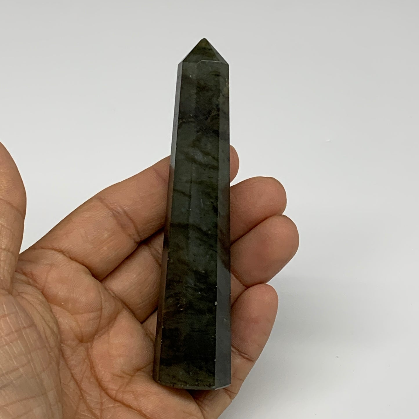 70.8g, 4"x0.8", Labradorite Tower Point Crystal @Madagascar, B31298