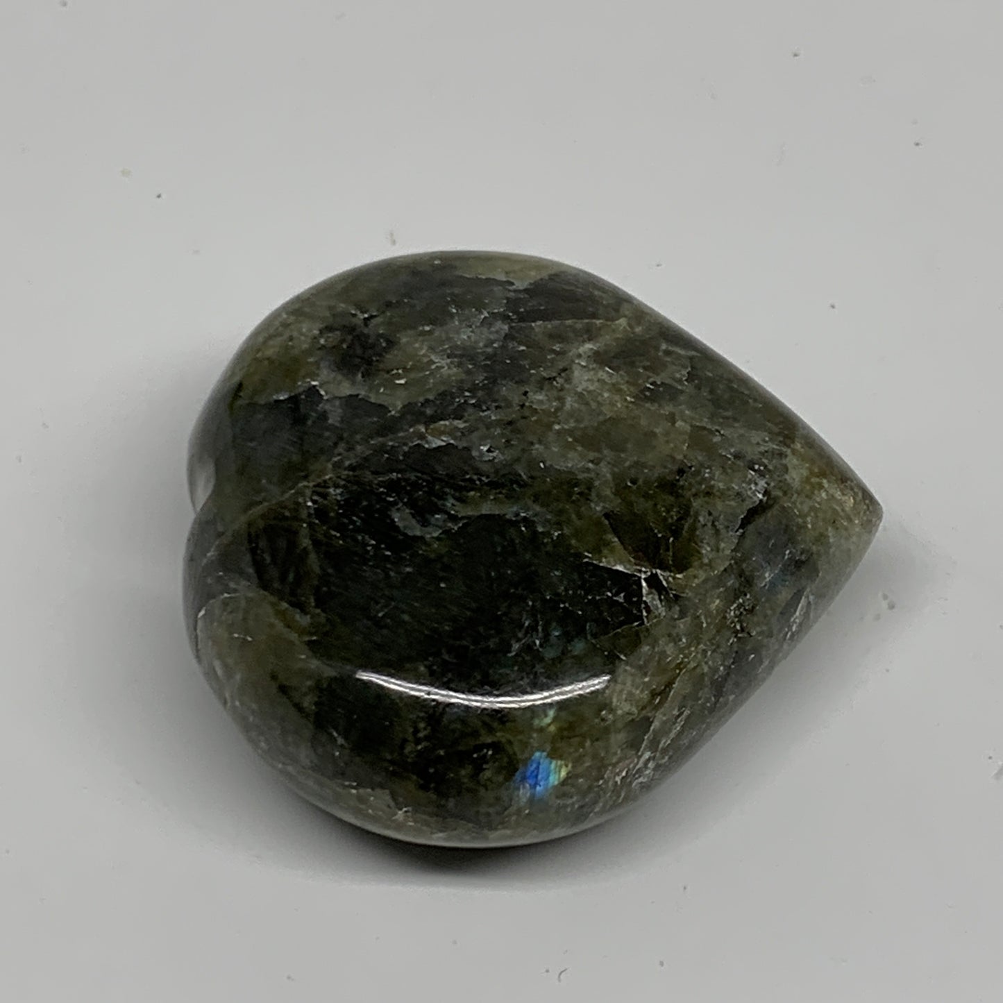 105.9g, 2.2"x2.2"x0.9", Natural Labradorite Heart Polished Crystal, B35425