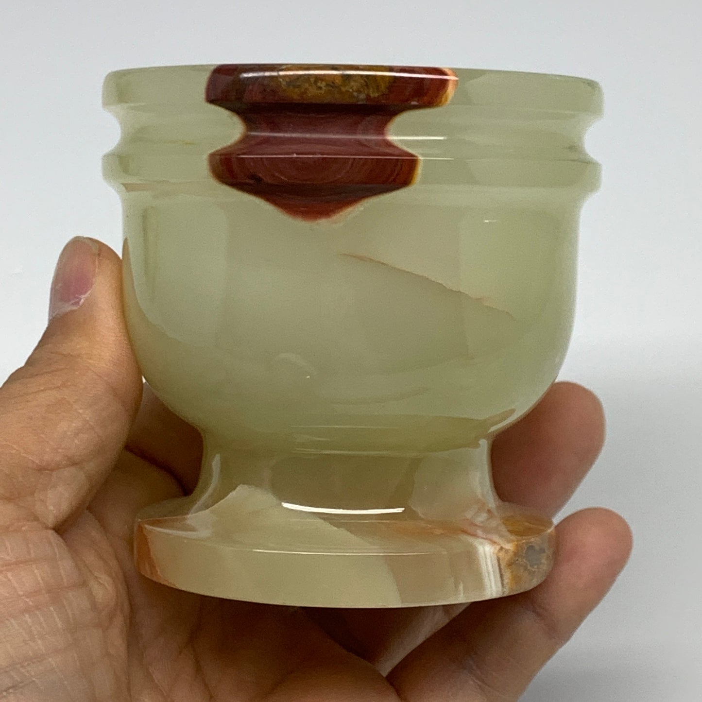 1.2 lbs, 2.8"x2.9", Natural Green Onyx Crystal Pestle and Mortar Handmade, B3259