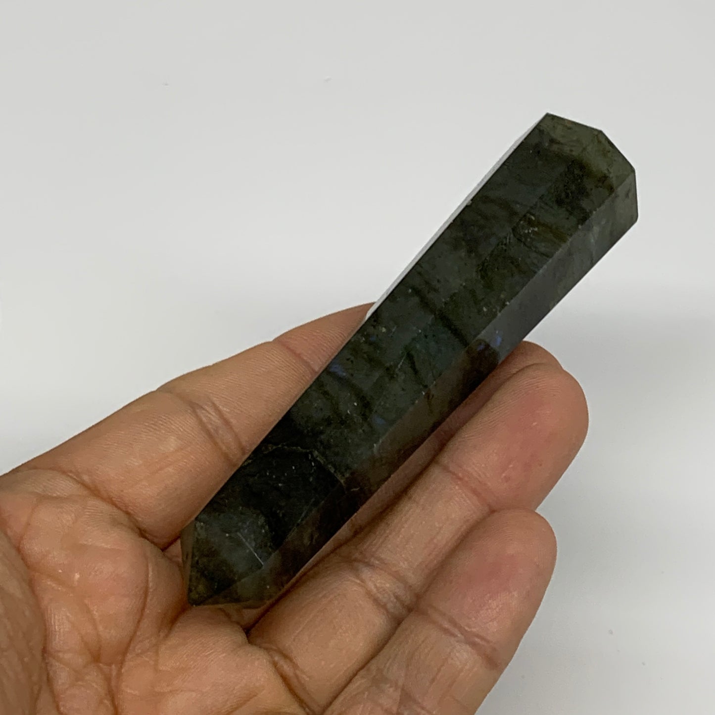70.8g, 4"x0.8", Labradorite Tower Point Crystal @Madagascar, B31298
