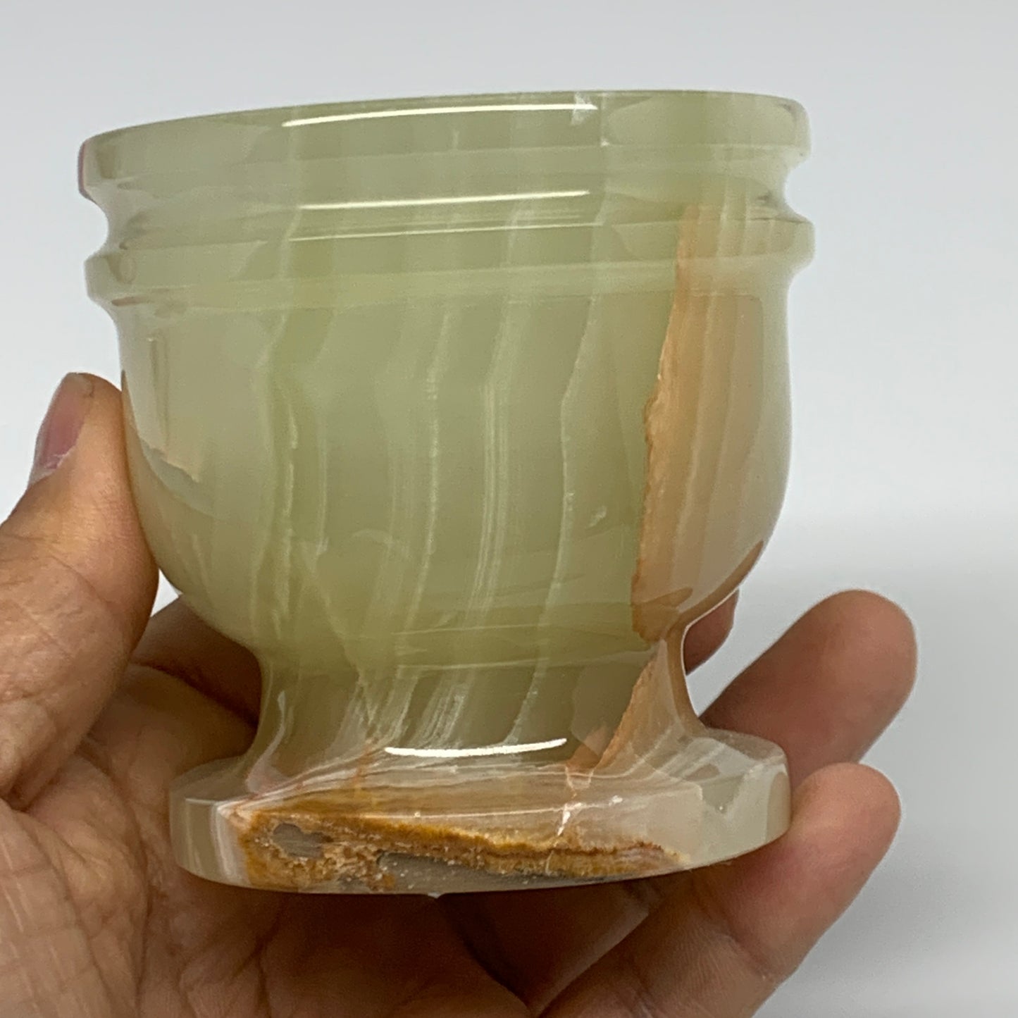 1.2 lbs, 2.8"x2.9", Natural Green Onyx Crystal Pestle and Mortar Handmade, B3259