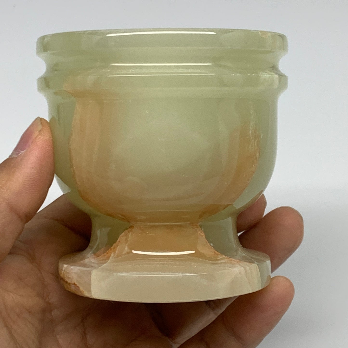 1.2 lbs, 2.8"x2.9", Natural Green Onyx Crystal Pestle and Mortar Handmade, B3259
