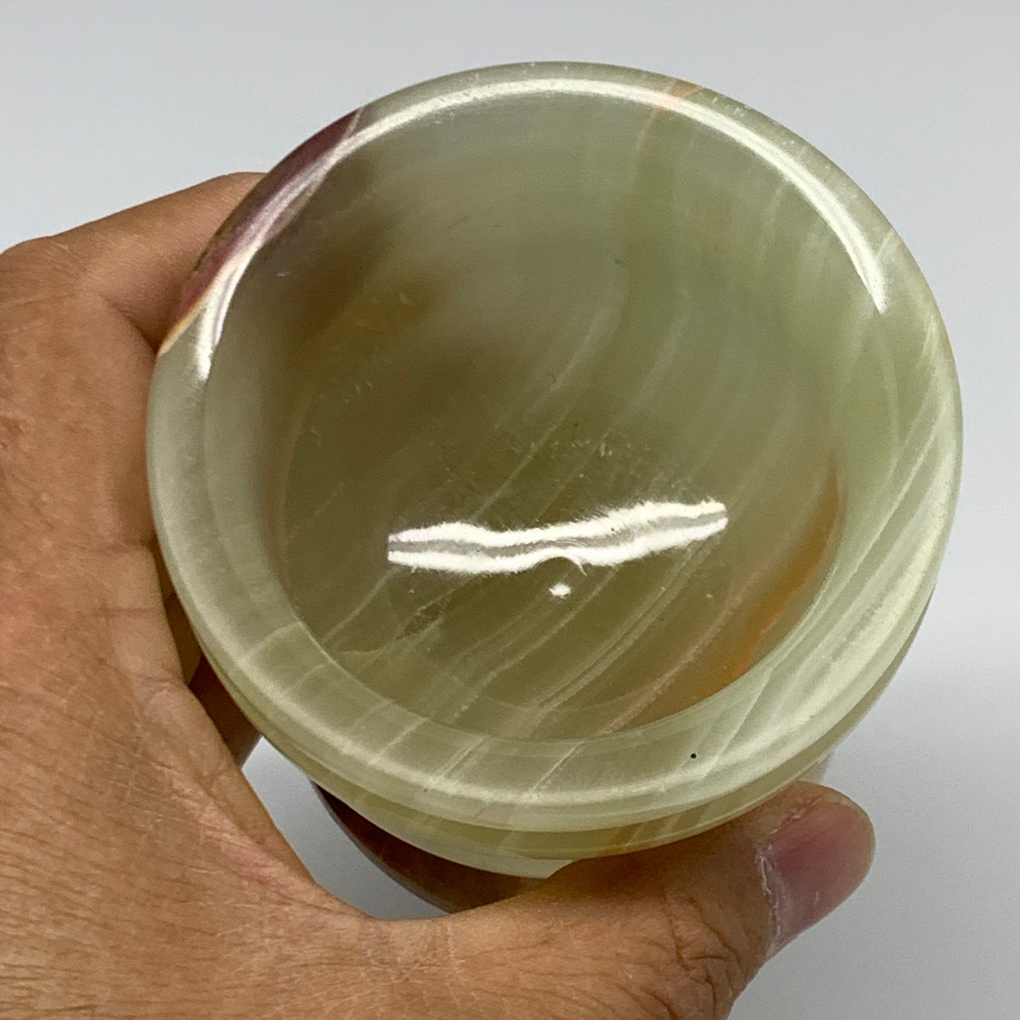 1.2 lbs, 2.8"x2.9", Natural Green Onyx Crystal Pestle and Mortar Handmade, B3259