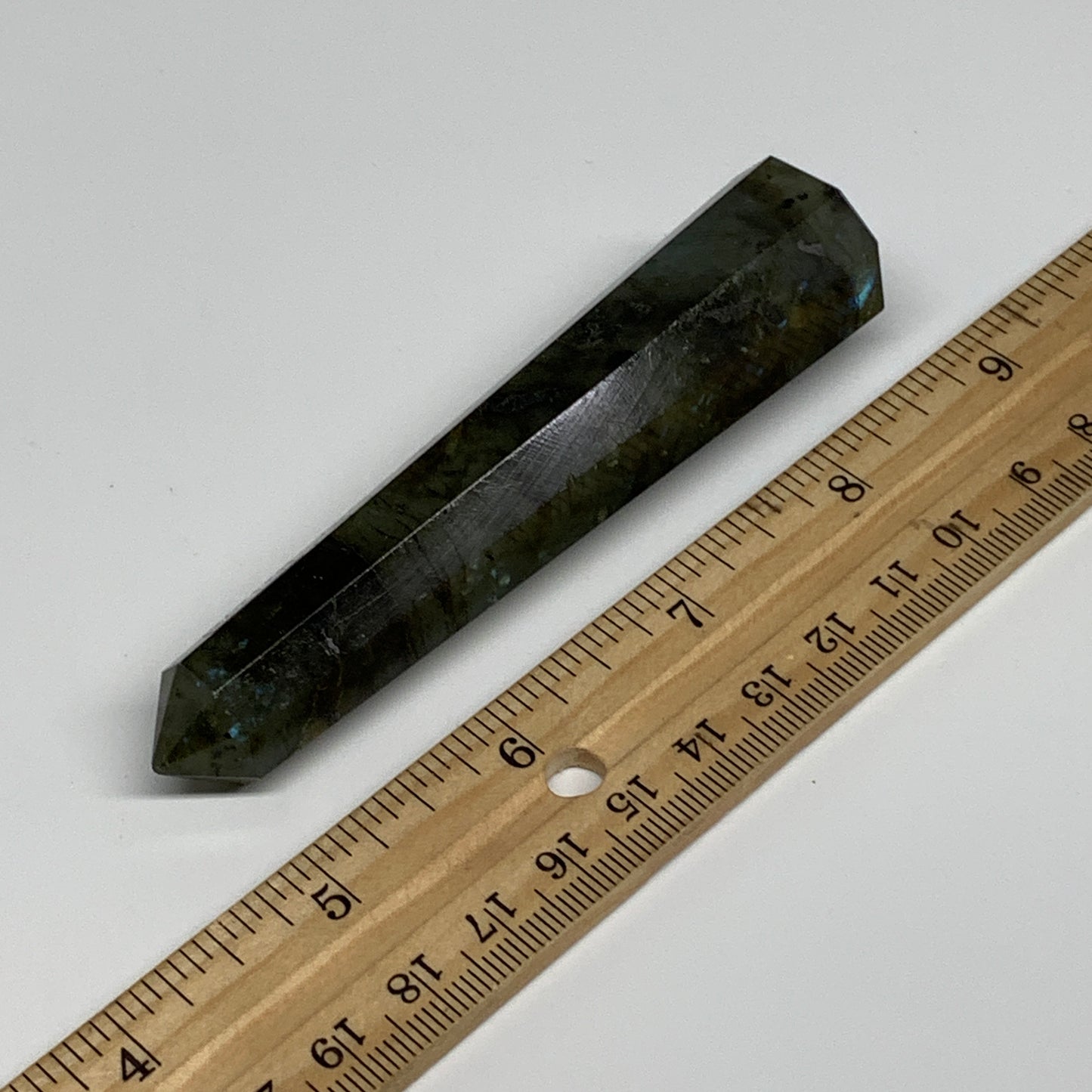 70.8g, 4"x0.8", Labradorite Tower Point Crystal @Madagascar, B31298