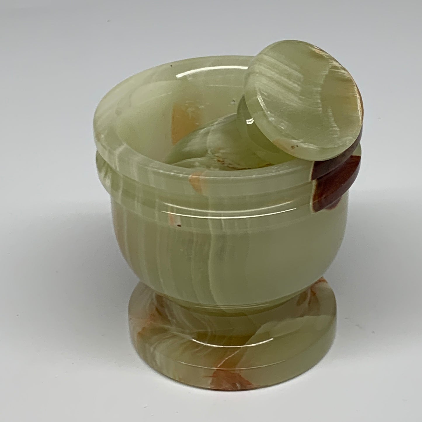 1.2 lbs, 2.8"x2.9", Natural Green Onyx Crystal Pestle and Mortar Handmade, B3259