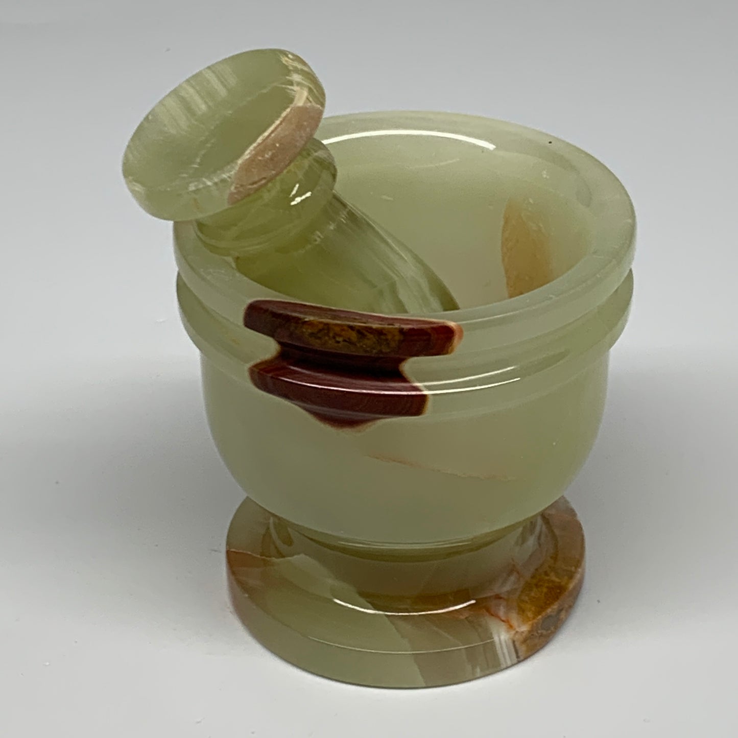 1.2 lbs, 2.8"x2.9", Natural Green Onyx Crystal Pestle and Mortar Handmade, B3259