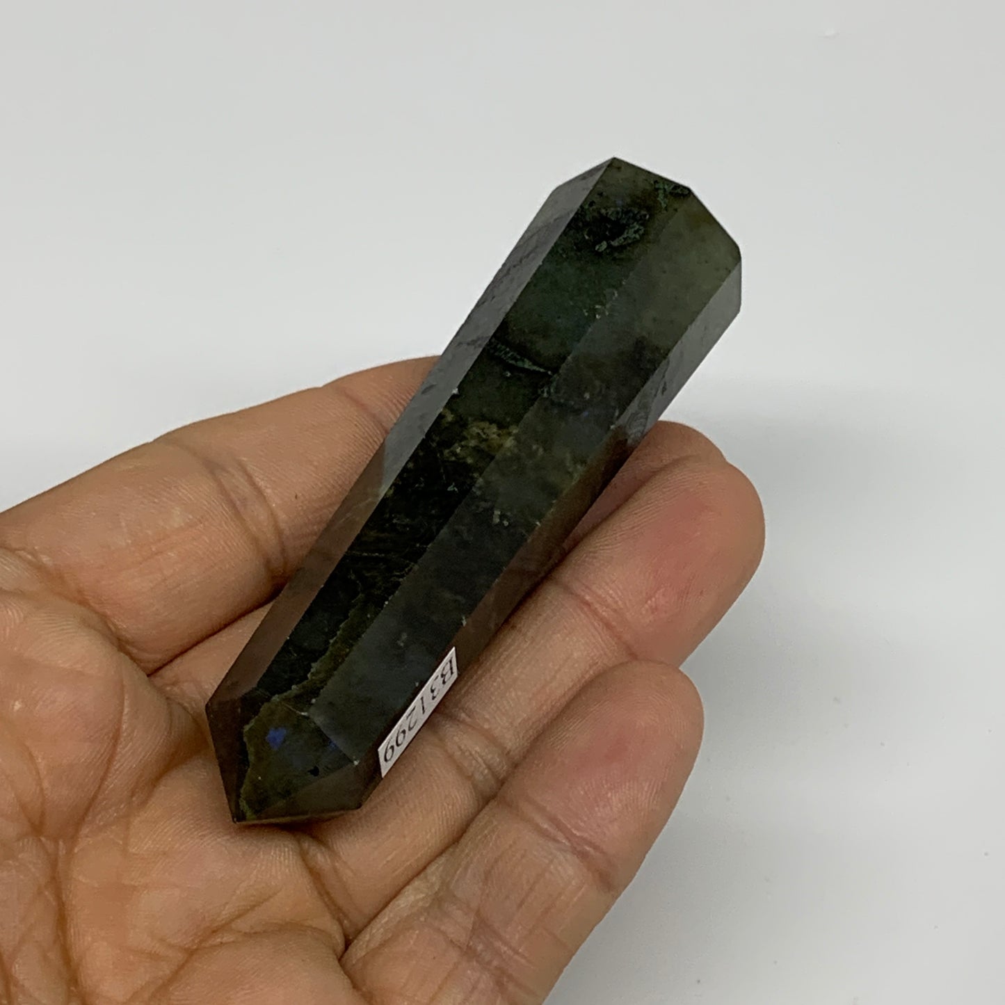 62.6g, 3.2"x0.8", Small Labradorite Tower Point Crystal @Madagascar, B31299