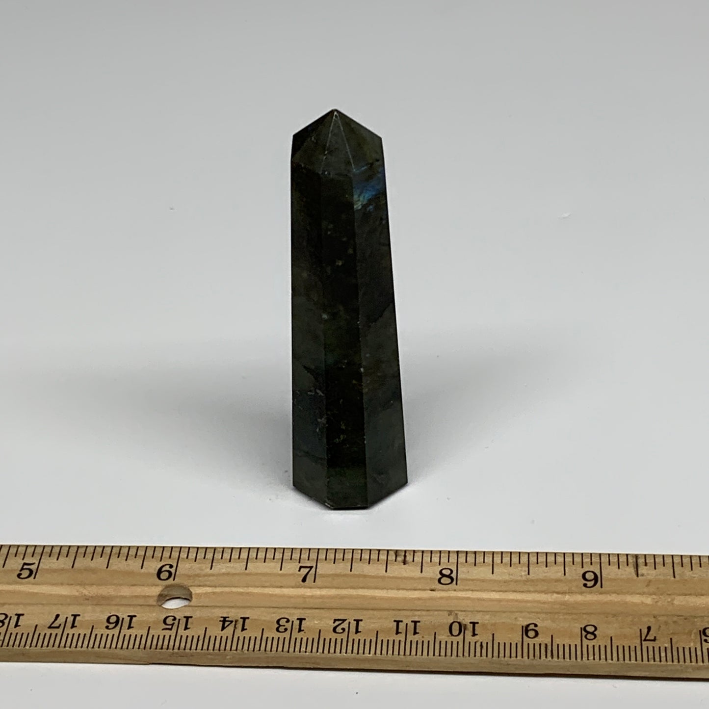62.6g, 3.2"x0.8", Small Labradorite Tower Point Crystal @Madagascar, B31299
