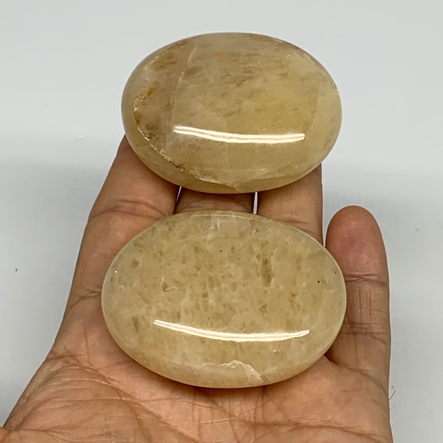 152.8g,2" - 2.1", 2pcs,  Yellow Aventurine Palm-Stone Crystal Stone @India,B2973