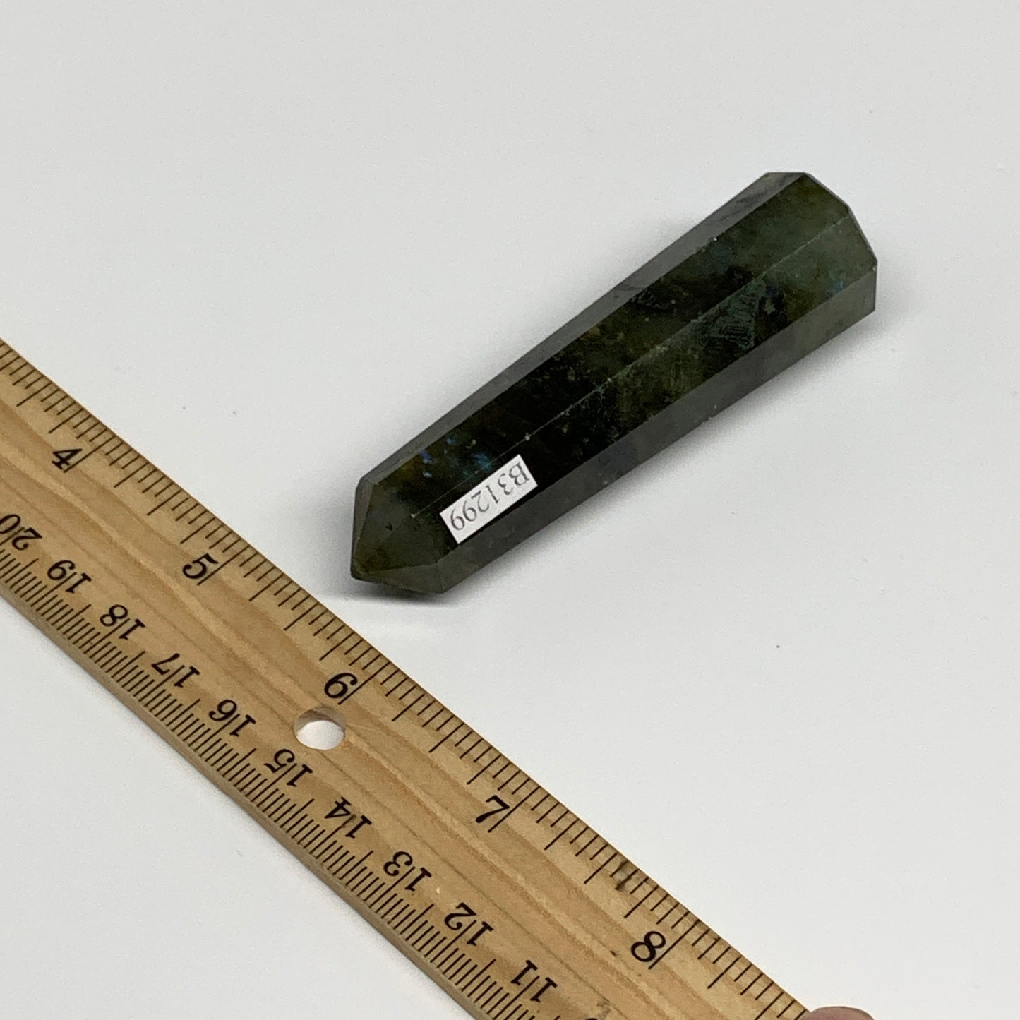 62.6g, 3.2"x0.8", Small Labradorite Tower Point Crystal @Madagascar, B31299