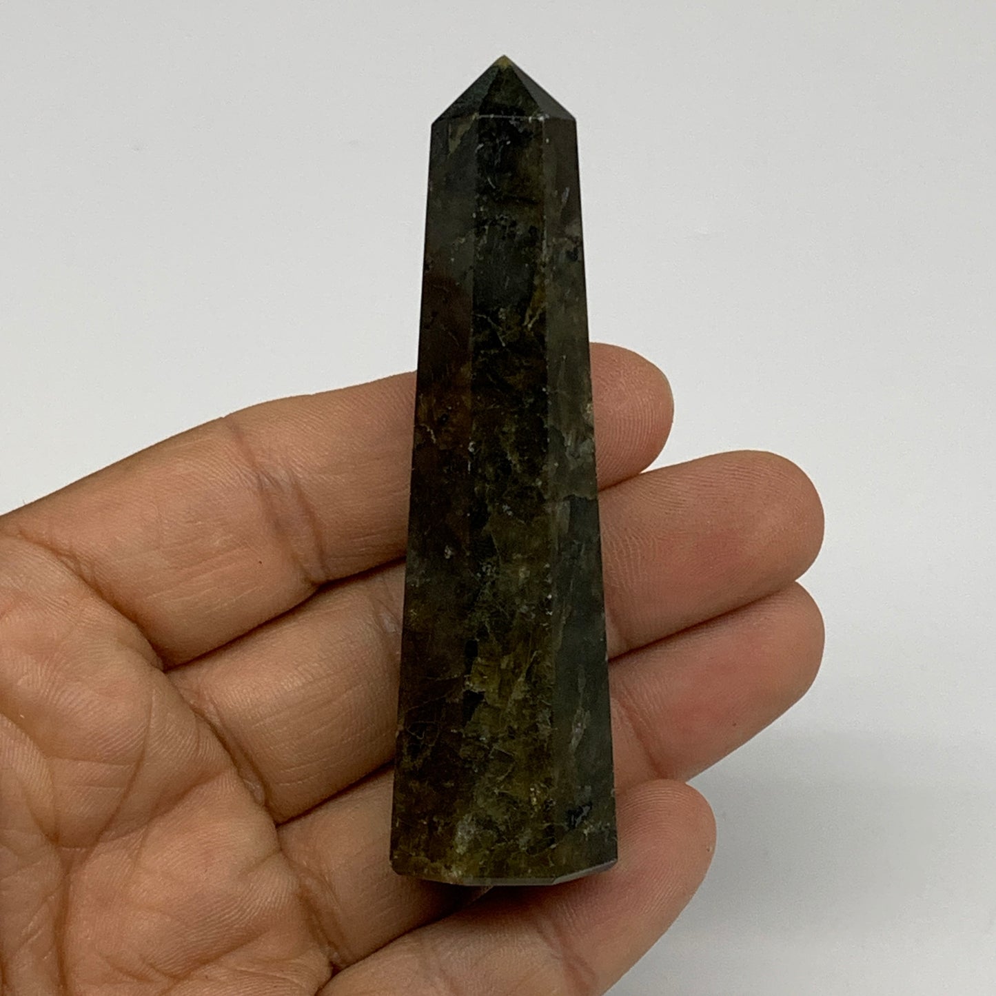 53.7g, 3"x0.8", Small Labradorite Tower Point Crystal @Madagascar, B31300