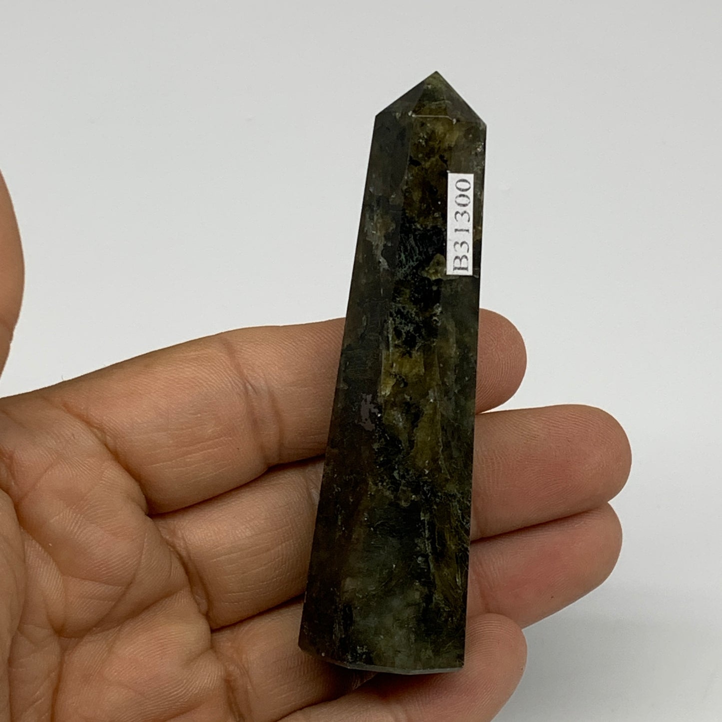 53.7g, 3"x0.8", Small Labradorite Tower Point Crystal @Madagascar, B31300
