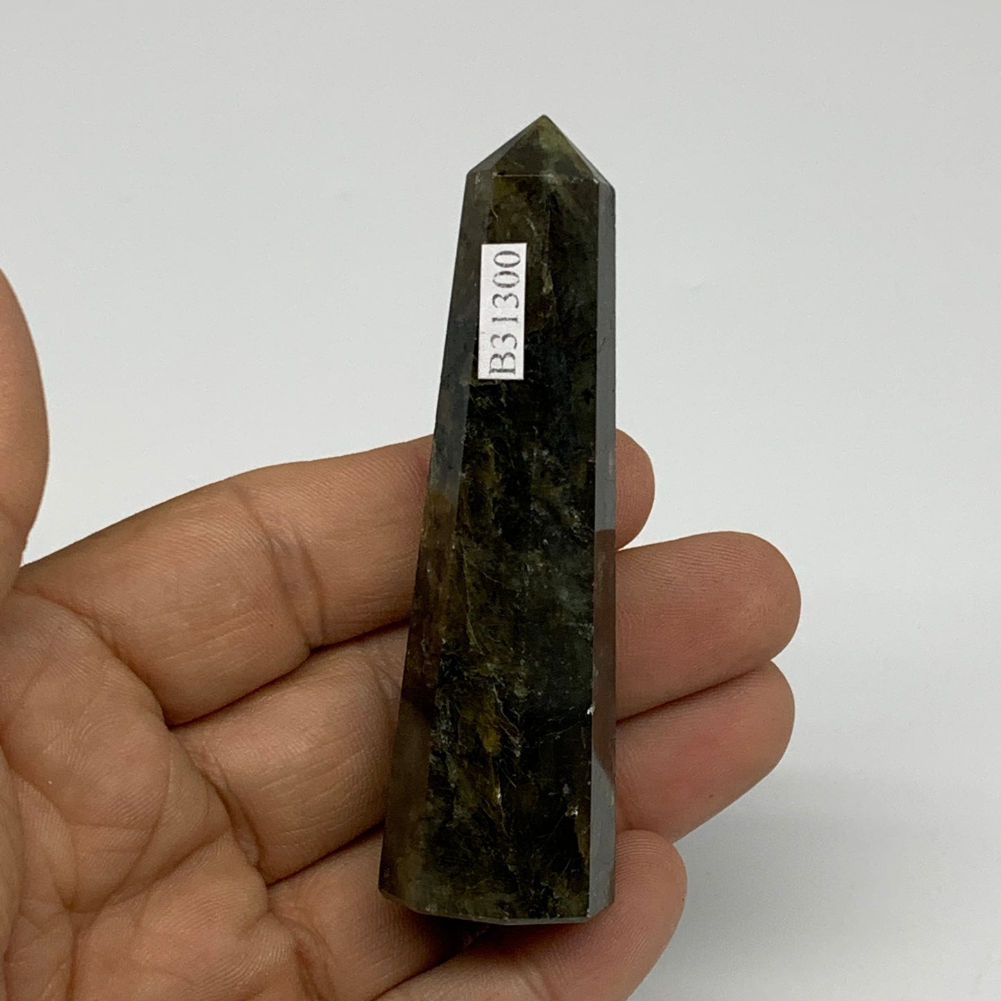 53.7g, 3"x0.8", Small Labradorite Tower Point Crystal @Madagascar, B31300
