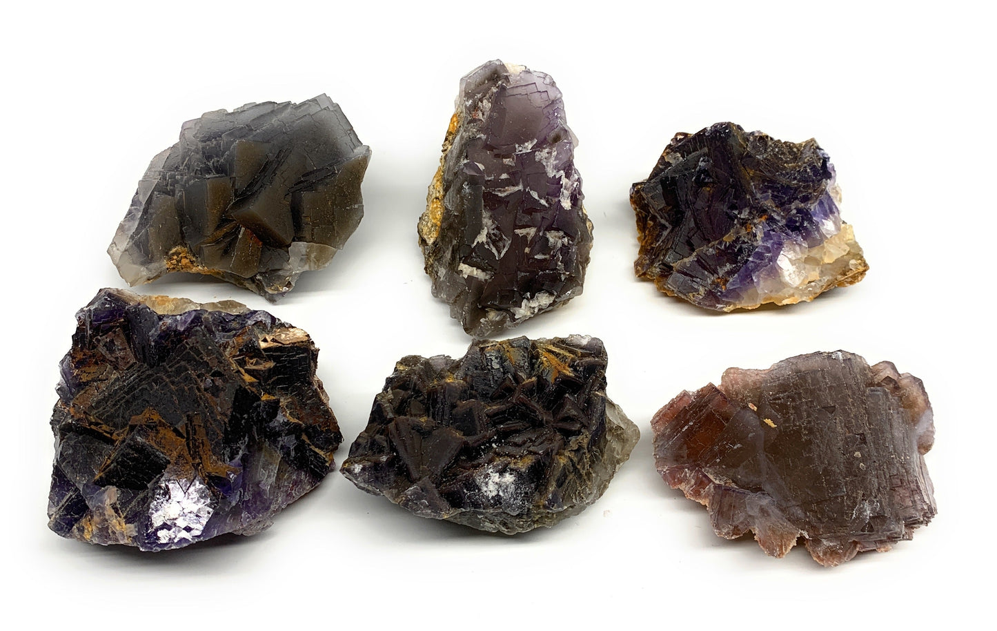 5.95 lbs,3.7"-4.2",6pcs, Purple Fluorite Crystal Minerals Specimens, B27410
