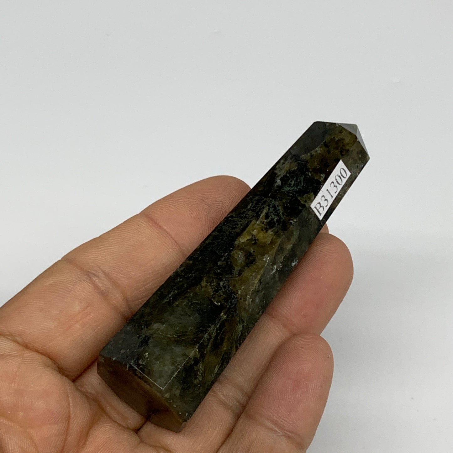 53.7g, 3"x0.8", Small Labradorite Tower Point Crystal @Madagascar, B31300
