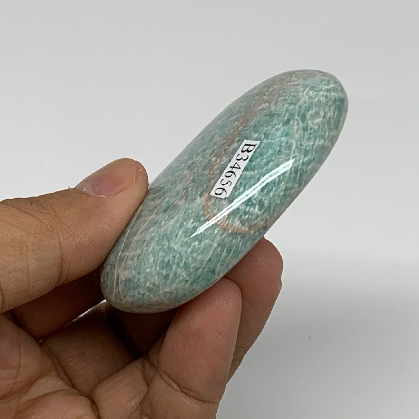 80.3g, 2.5"x"1.8"x0.7", Natural Amazonite Palm-Stone Tumbled Polished, B34656