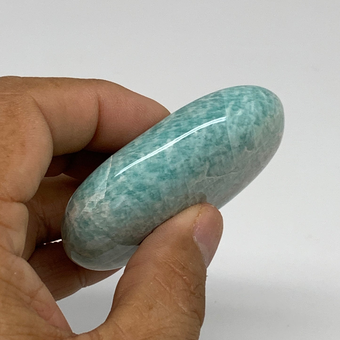 80.3g, 2.5"x"1.8"x0.7", Natural Amazonite Palm-Stone Tumbled Polished, B34656