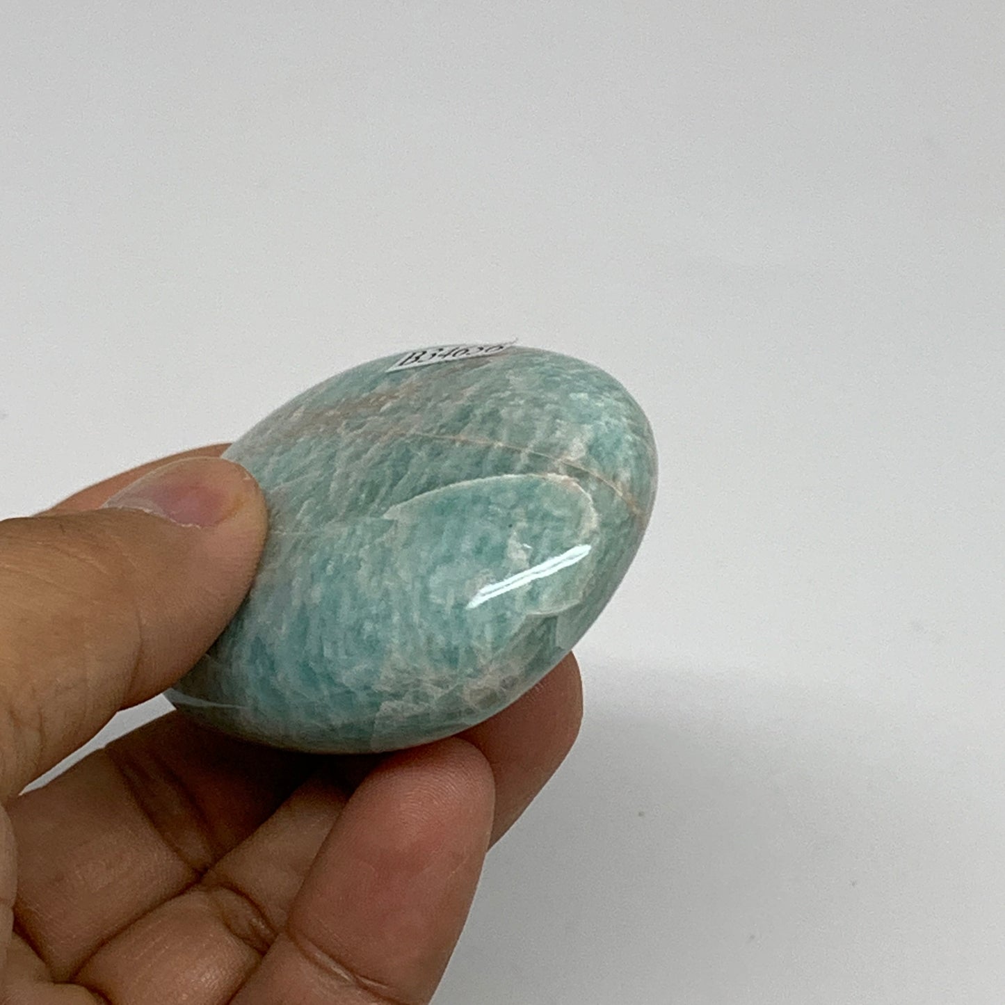 80.3g, 2.5"x"1.8"x0.7", Natural Amazonite Palm-Stone Tumbled Polished, B34656
