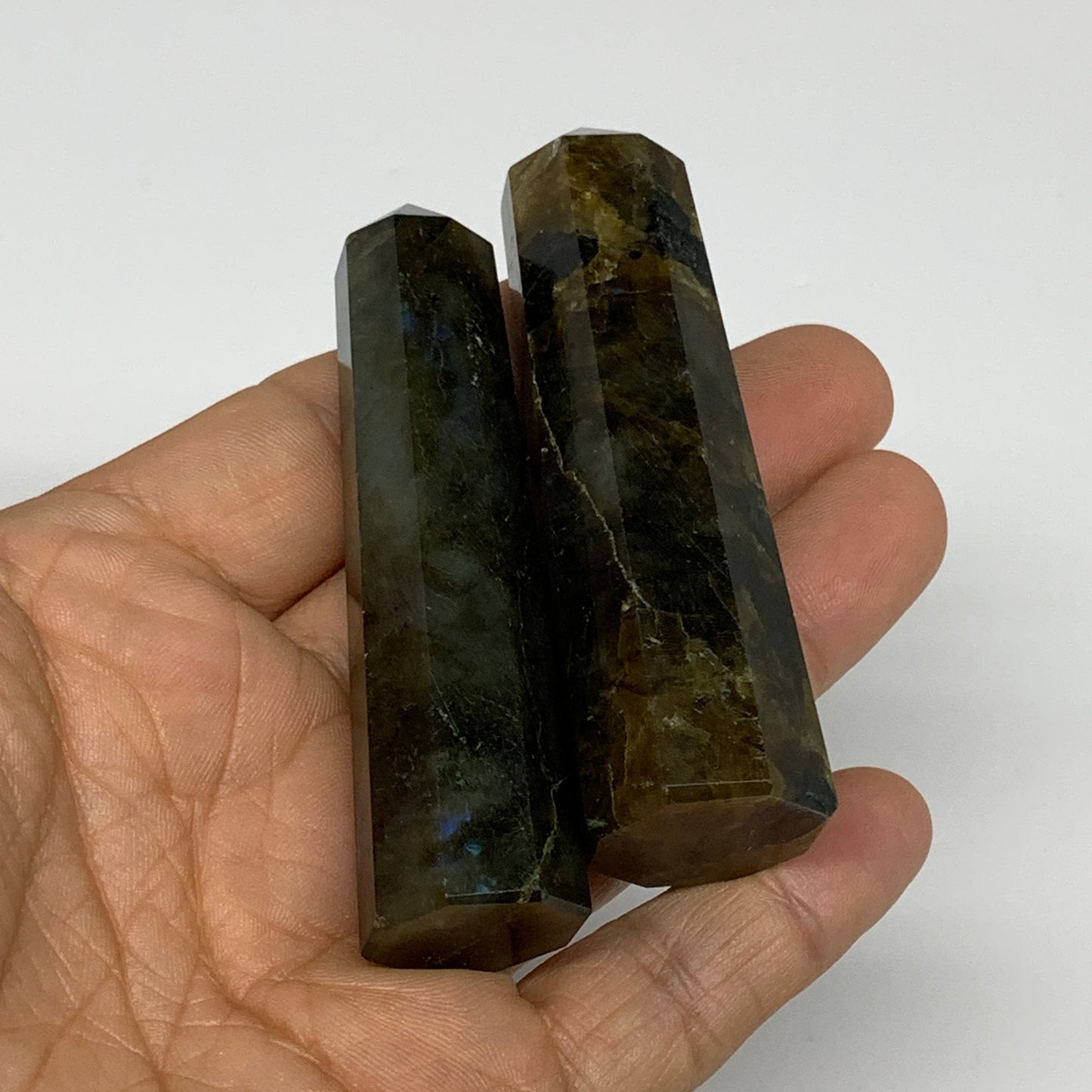 99.9g, 2.9"-3", 2pcs, Small Labradorite Tower Point Crystal @Madagascar, B31301
