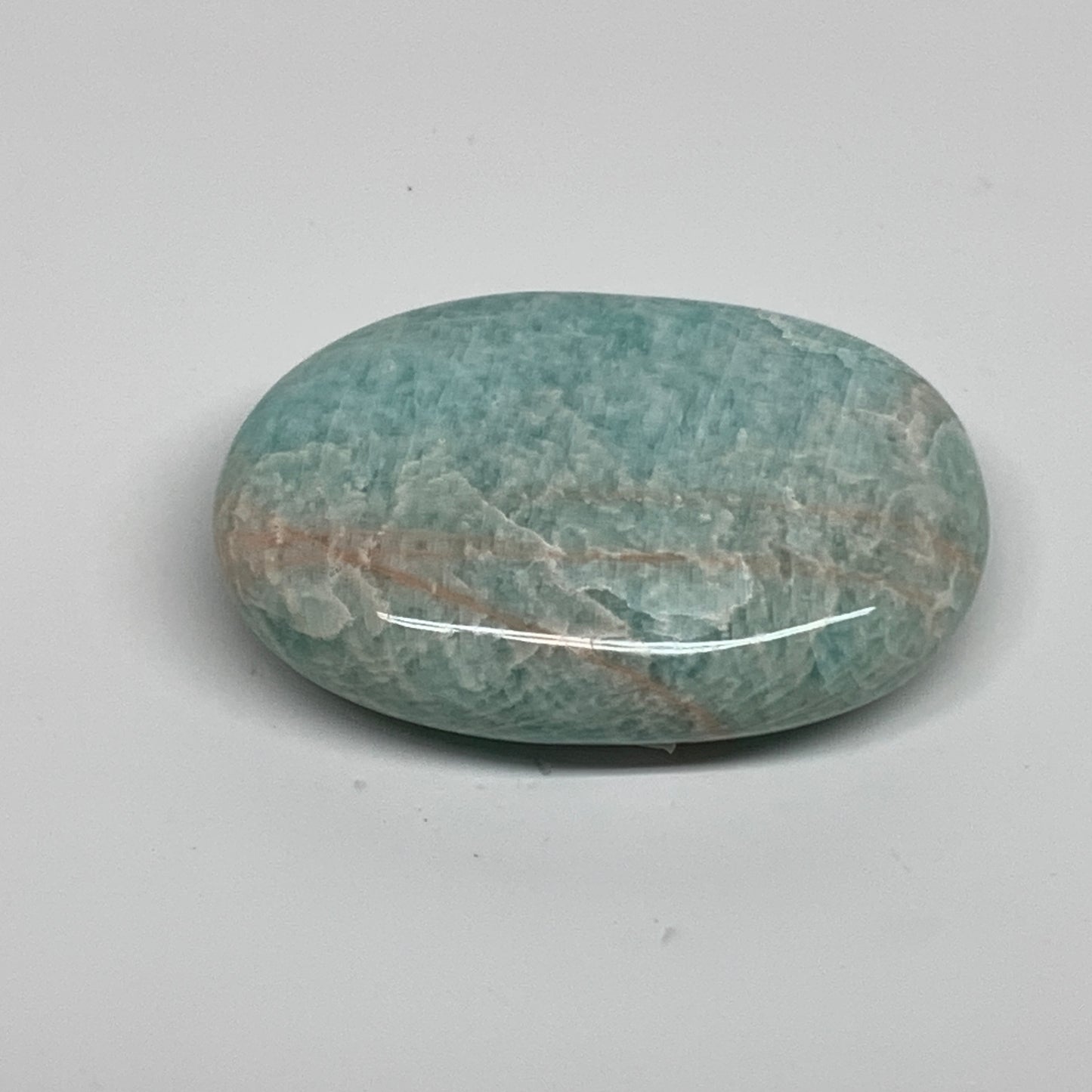 80.3g, 2.5"x"1.8"x0.7", Natural Amazonite Palm-Stone Tumbled Polished, B34656