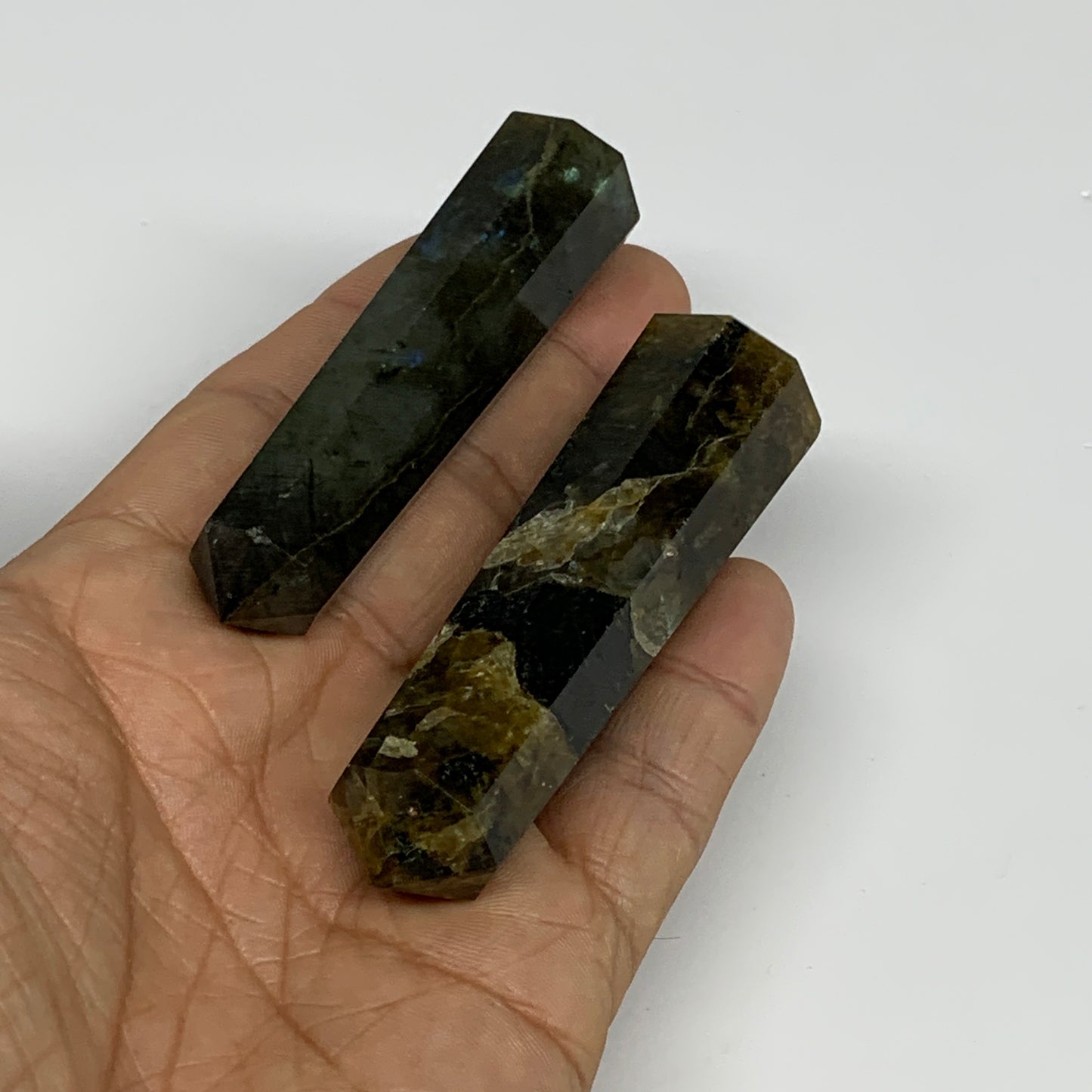 99.9g, 2.9"-3", 2pcs, Small Labradorite Tower Point Crystal @Madagascar, B31301