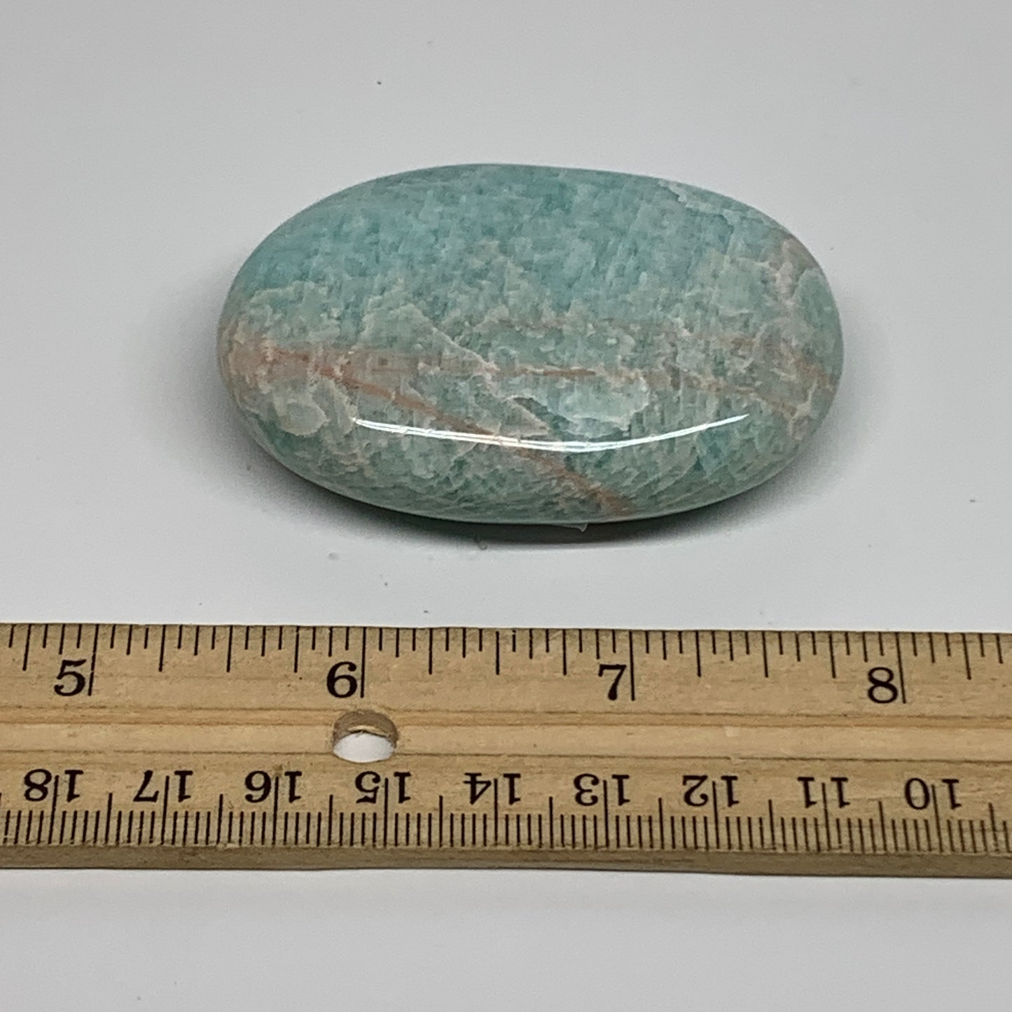 80.3g, 2.5"x"1.8"x0.7", Natural Amazonite Palm-Stone Tumbled Polished, B34656