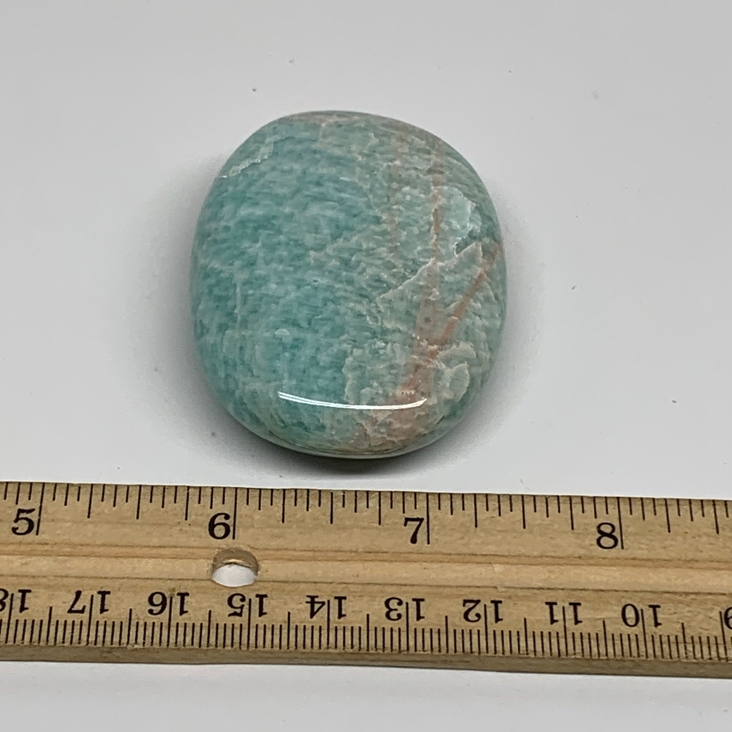 80.3g, 2.5"x"1.8"x0.7", Natural Amazonite Palm-Stone Tumbled Polished, B34656