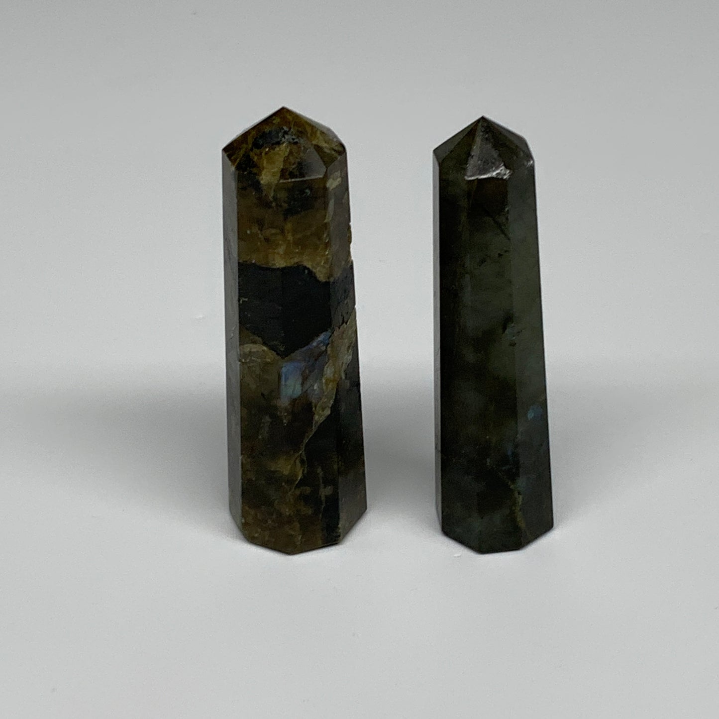 99.9g, 2.9"-3", 2pcs, Small Labradorite Tower Point Crystal @Madagascar, B31301