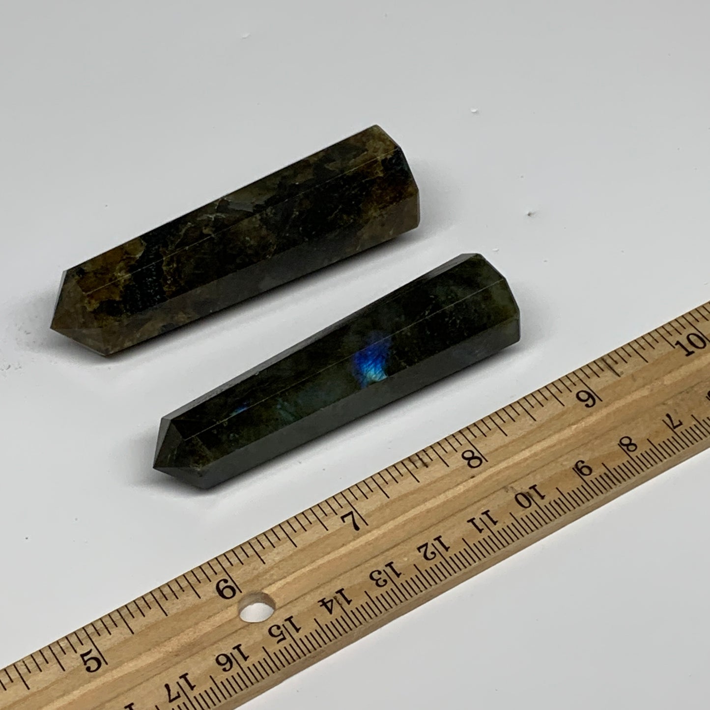 99.9g, 2.9"-3", 2pcs, Small Labradorite Tower Point Crystal @Madagascar, B31301