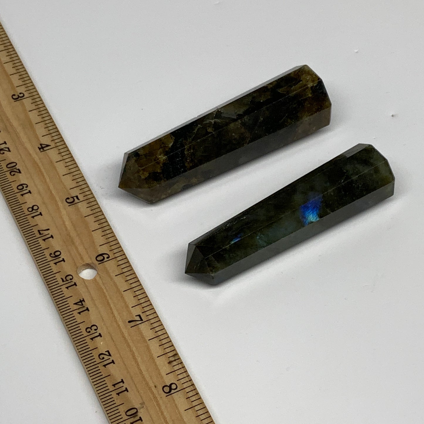 99.9g, 2.9"-3", 2pcs, Small Labradorite Tower Point Crystal @Madagascar, B31301