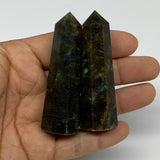 91.6g, 2.6", 2pcs, Small Labradorite Tower Point Crystal @Madagascar, B31302
