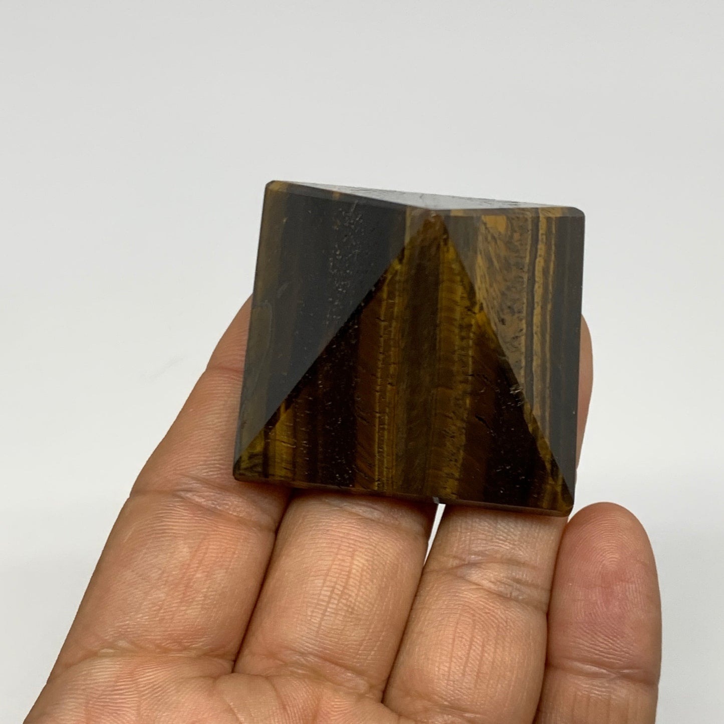 2.2 lbs (1025g),1.2"-1.6",  16pcs,Natural Tiger's Eye Pyramids @India, B29741