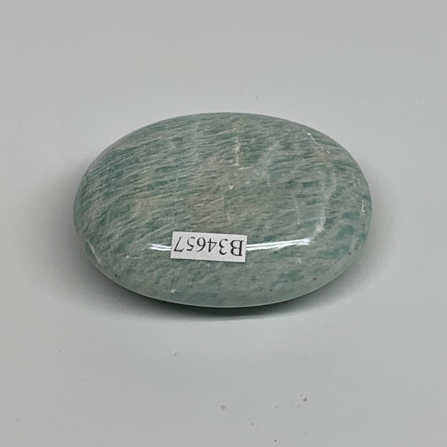 84.5g, 2.3"x"1.7"x0.9", Natural Amazonite Palm-Stone Tumbled Polished, B34657