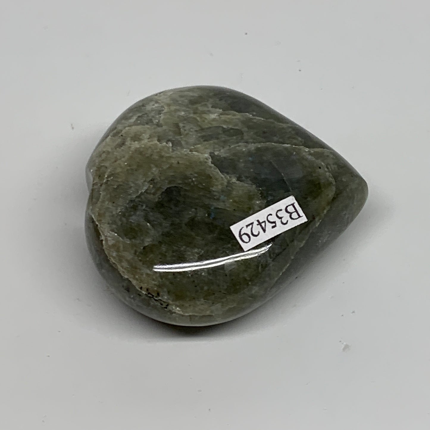 94.8g, 2.1"x2.2"x0.9", Natural Labradorite Heart Polished Crystal, B35429