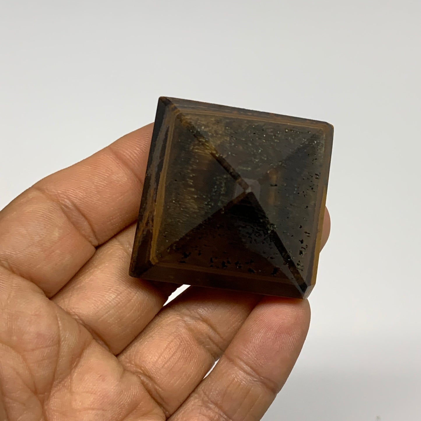 2.2 lbs (1025g),1.2"-1.6",  16pcs,Natural Tiger's Eye Pyramids @India, B29741