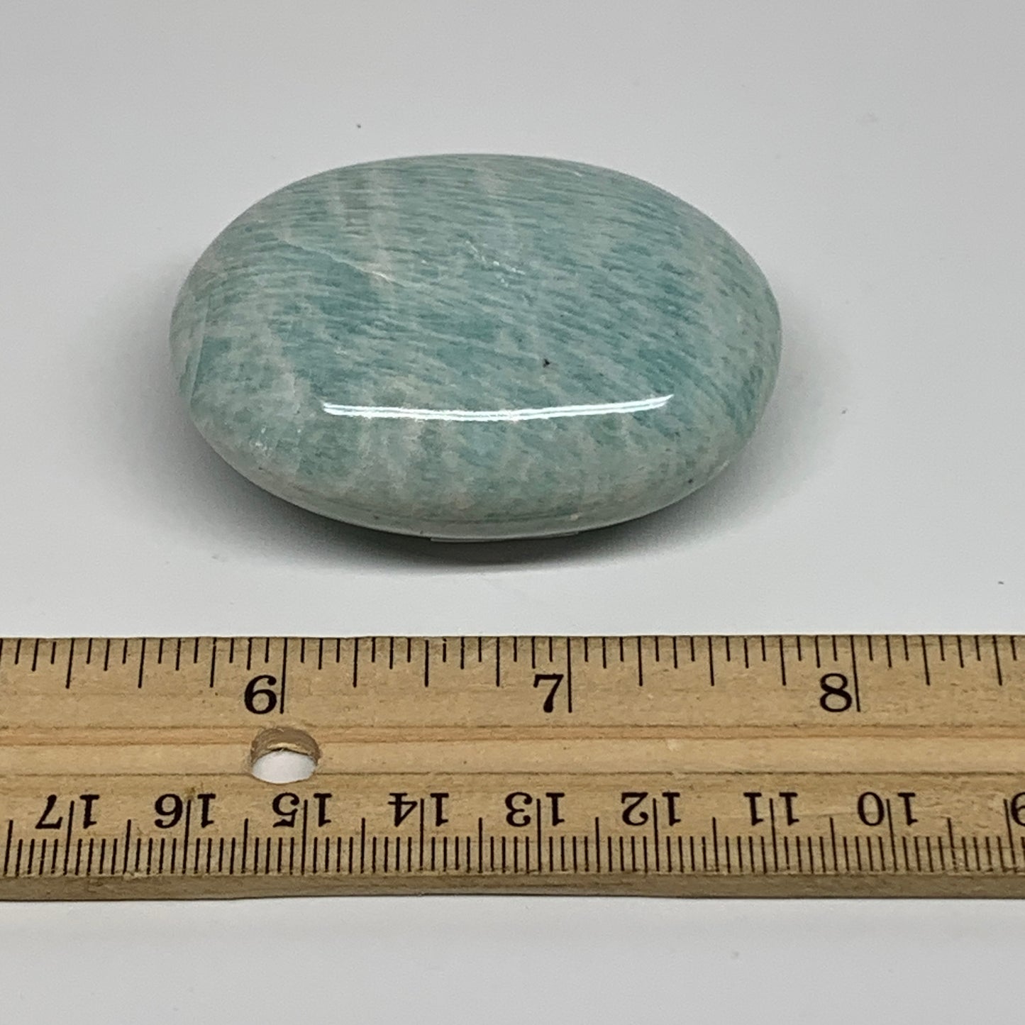 84.5g, 2.3"x"1.7"x0.9", Natural Amazonite Palm-Stone Tumbled Polished, B34657