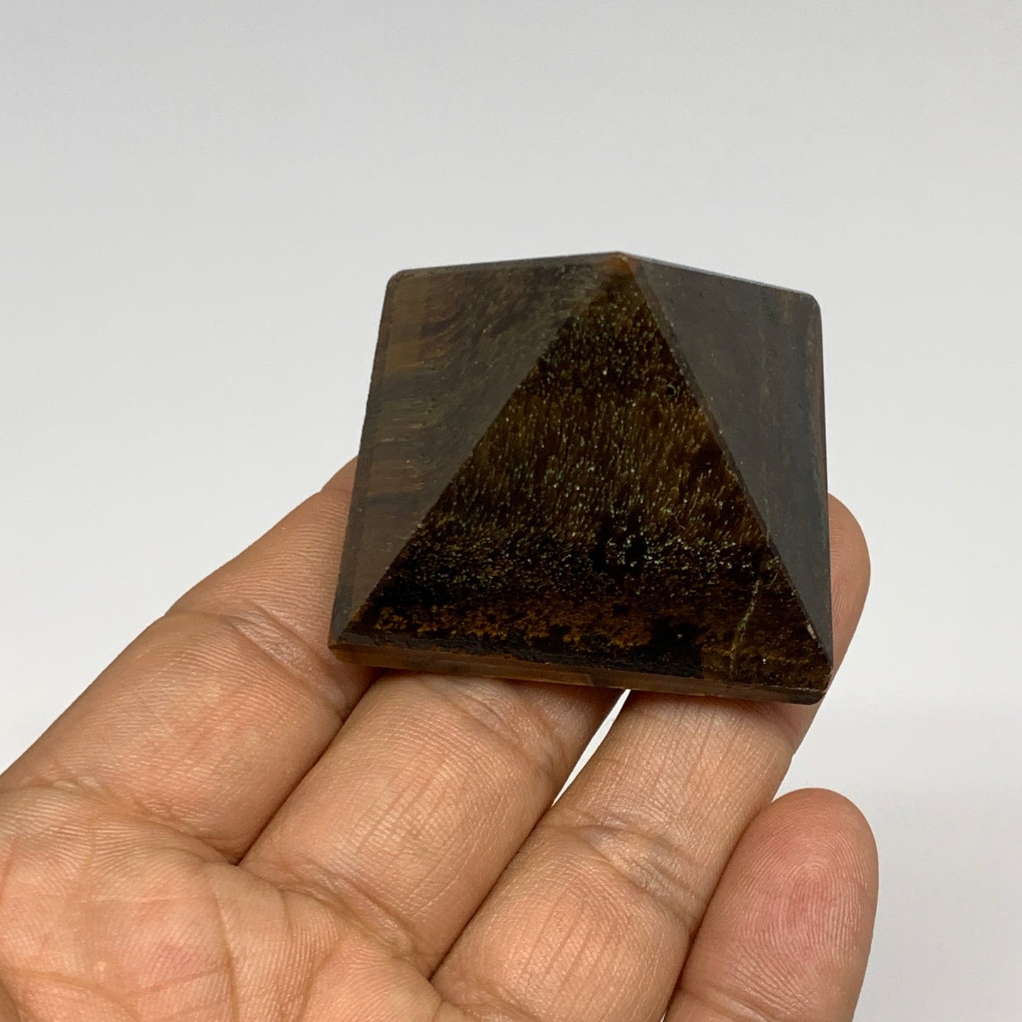 2.2 lbs (1025g),1.2"-1.6",  16pcs,Natural Tiger's Eye Pyramids @India, B29741