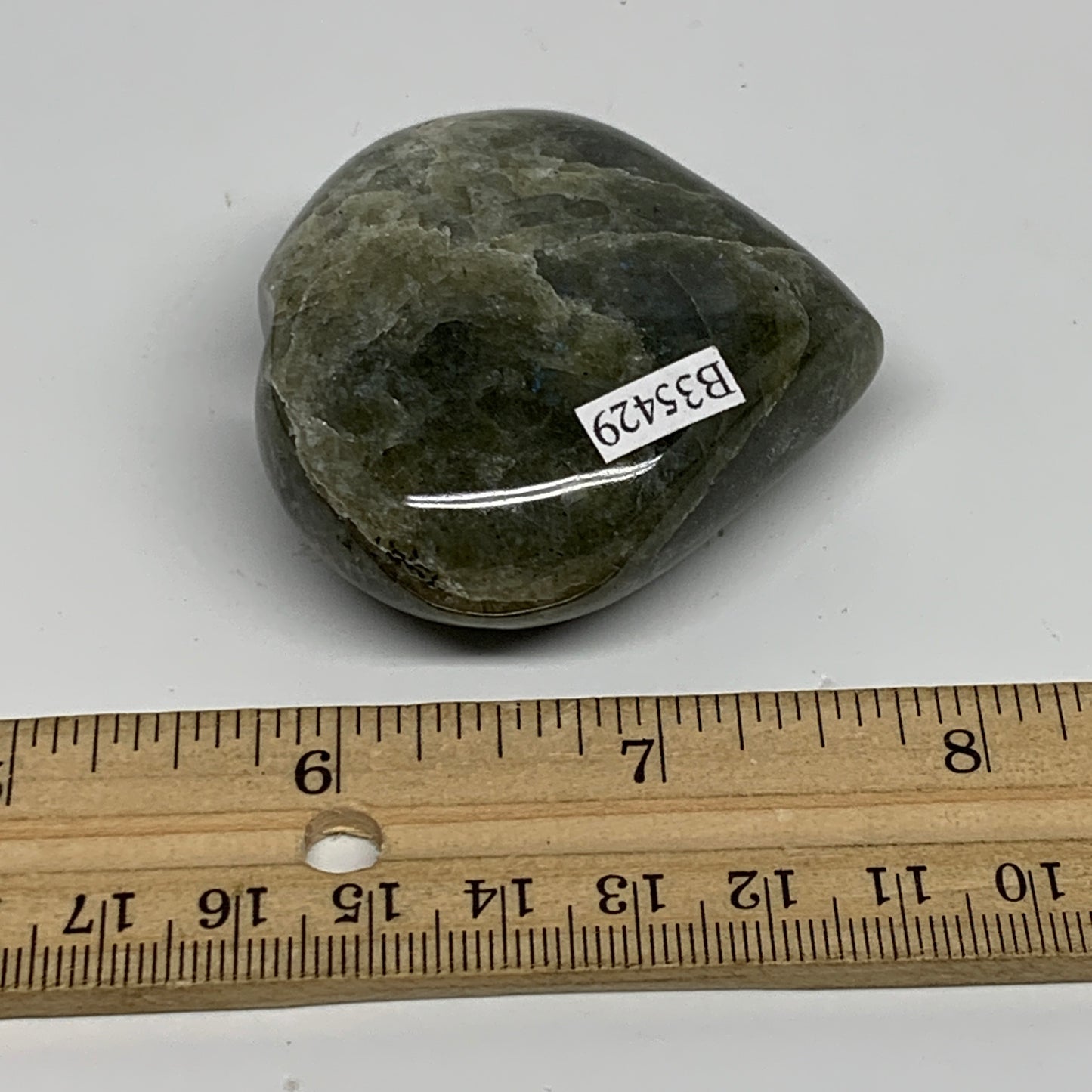 94.8g, 2.1"x2.2"x0.9", Natural Labradorite Heart Polished Crystal, B35429