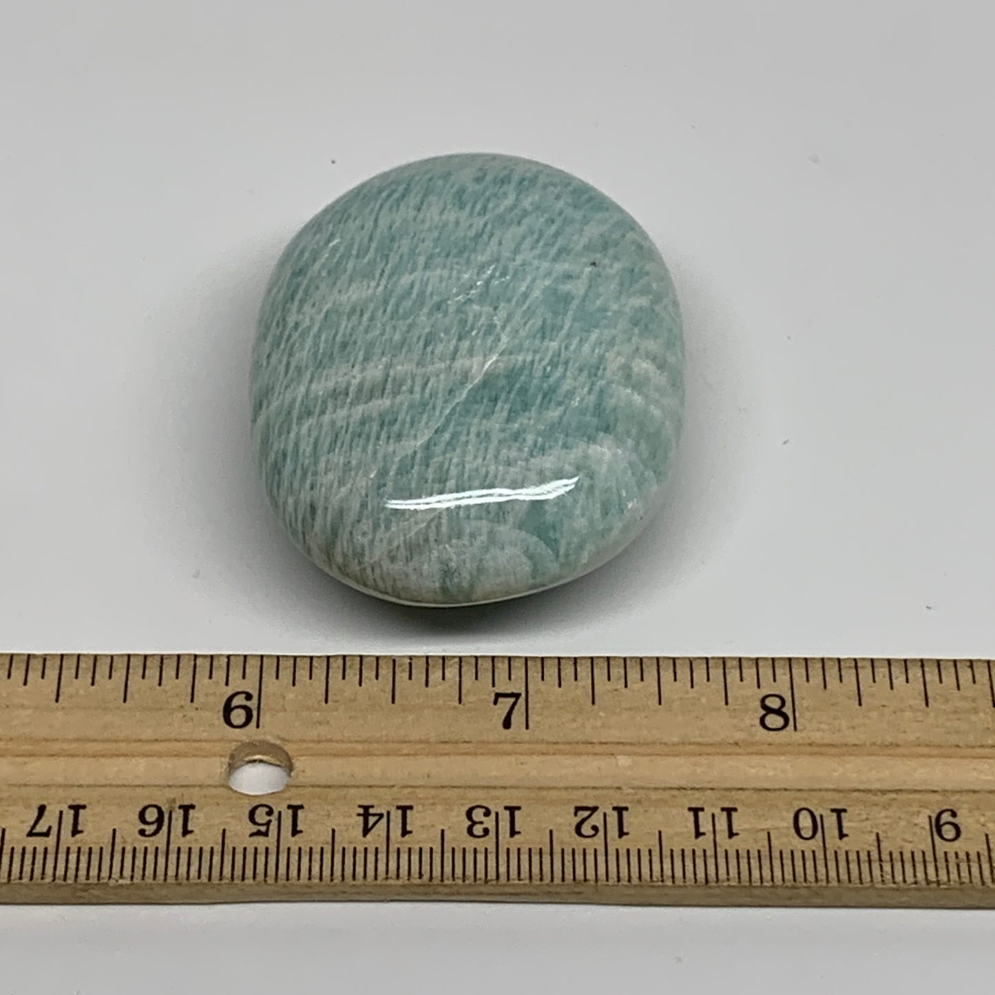 84.5g, 2.3"x"1.7"x0.9", Natural Amazonite Palm-Stone Tumbled Polished, B34657