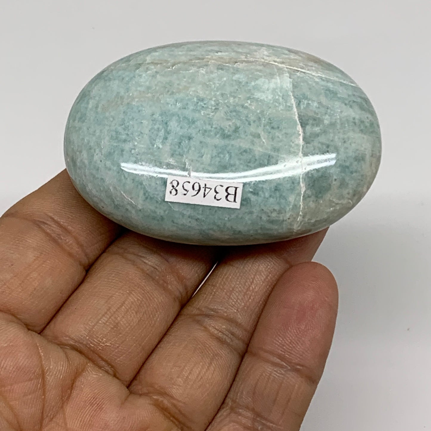 84.8g, 2.4"x"1.7"x0.9", Natural Amazonite Palm-Stone Tumbled Polished, B34658