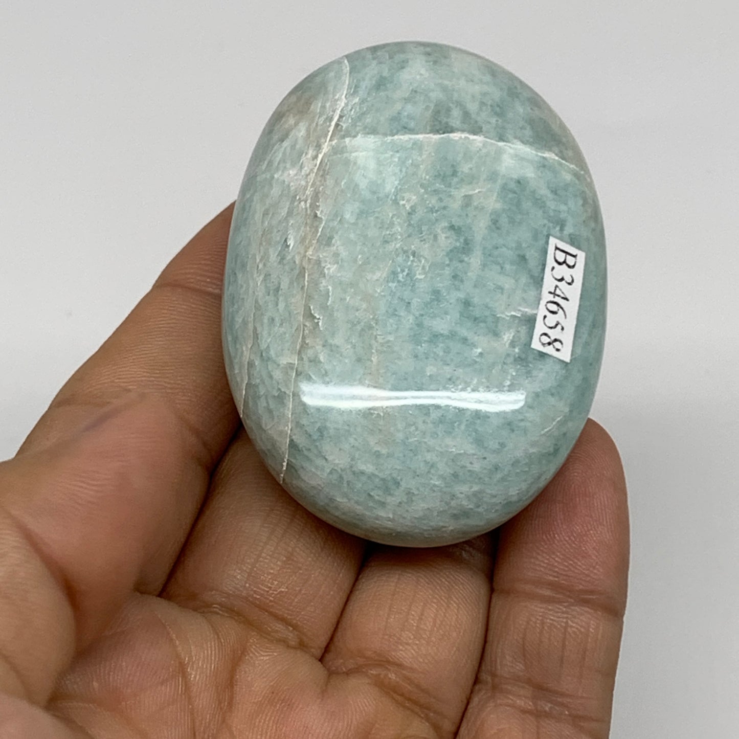 84.8g, 2.4"x"1.7"x0.9", Natural Amazonite Palm-Stone Tumbled Polished, B34658