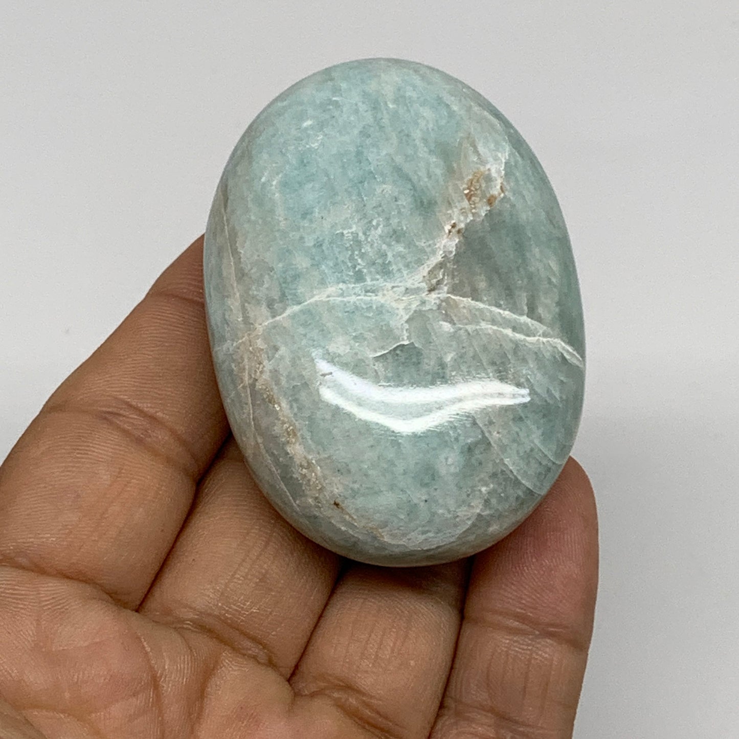 84.8g, 2.4"x"1.7"x0.9", Natural Amazonite Palm-Stone Tumbled Polished, B34658