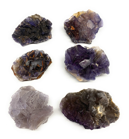 6.39 lbs,3"-4.3" 6pcs, Purple Fluorite Crystal Minerals Specimens,B27412