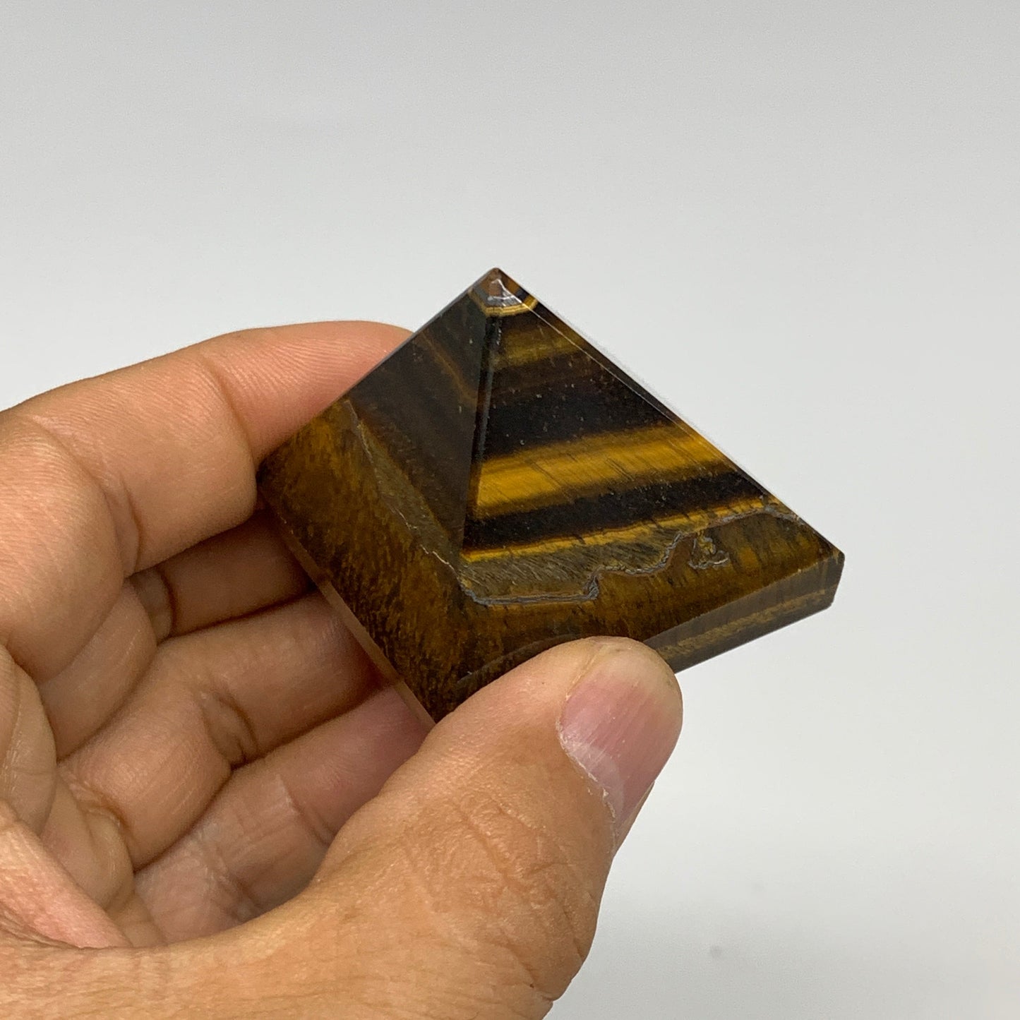 2.2 lbs (1025g),1.2"-1.6",  16pcs,Natural Tiger's Eye Pyramids @India, B29741