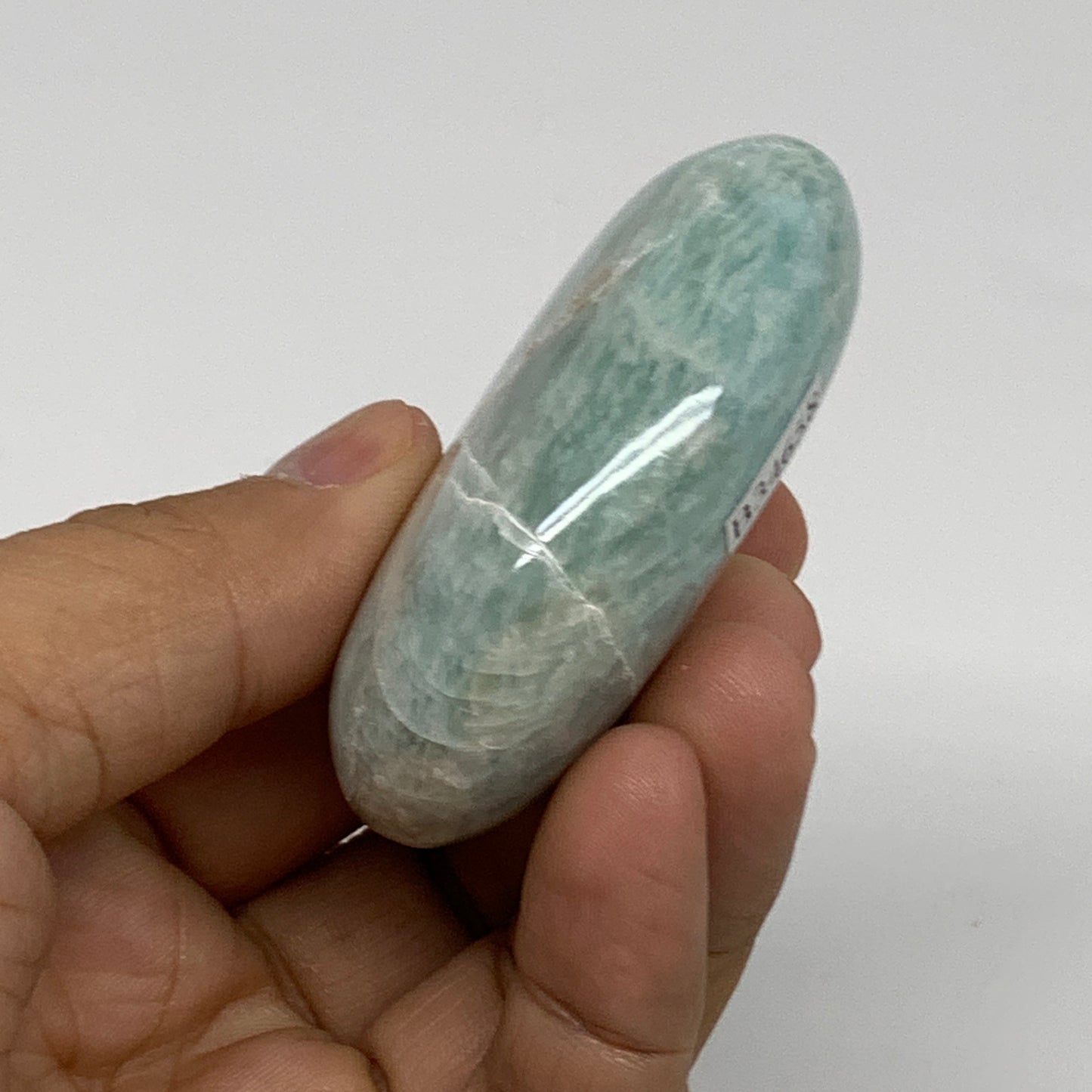 84.8g, 2.4"x"1.7"x0.9", Natural Amazonite Palm-Stone Tumbled Polished, B34658