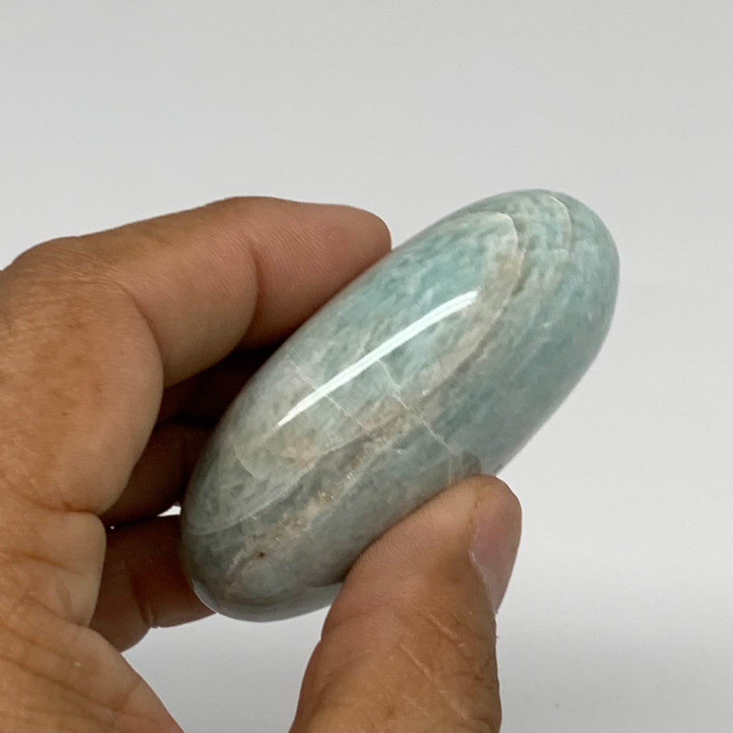 84.8g, 2.4"x"1.7"x0.9", Natural Amazonite Palm-Stone Tumbled Polished, B34658