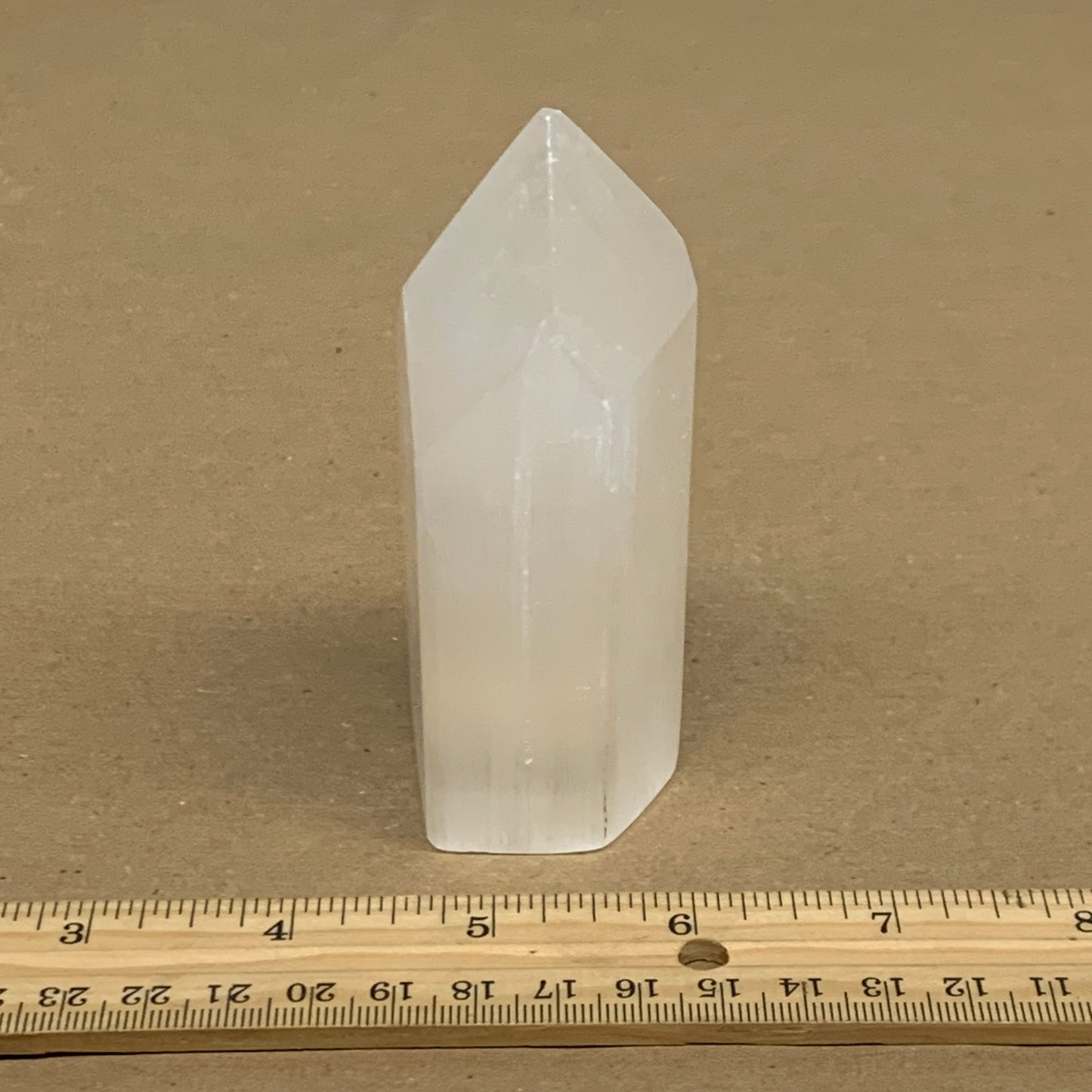 197g, 3.9"x1.7", Selenite (Satin Spar) Crystal Tower Point, B36033
